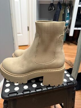 Madden Girl Chunky Lug Chelsea Boot in Beige